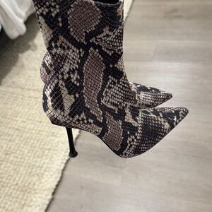 Zara Brown Snakeskin Ankle Booties